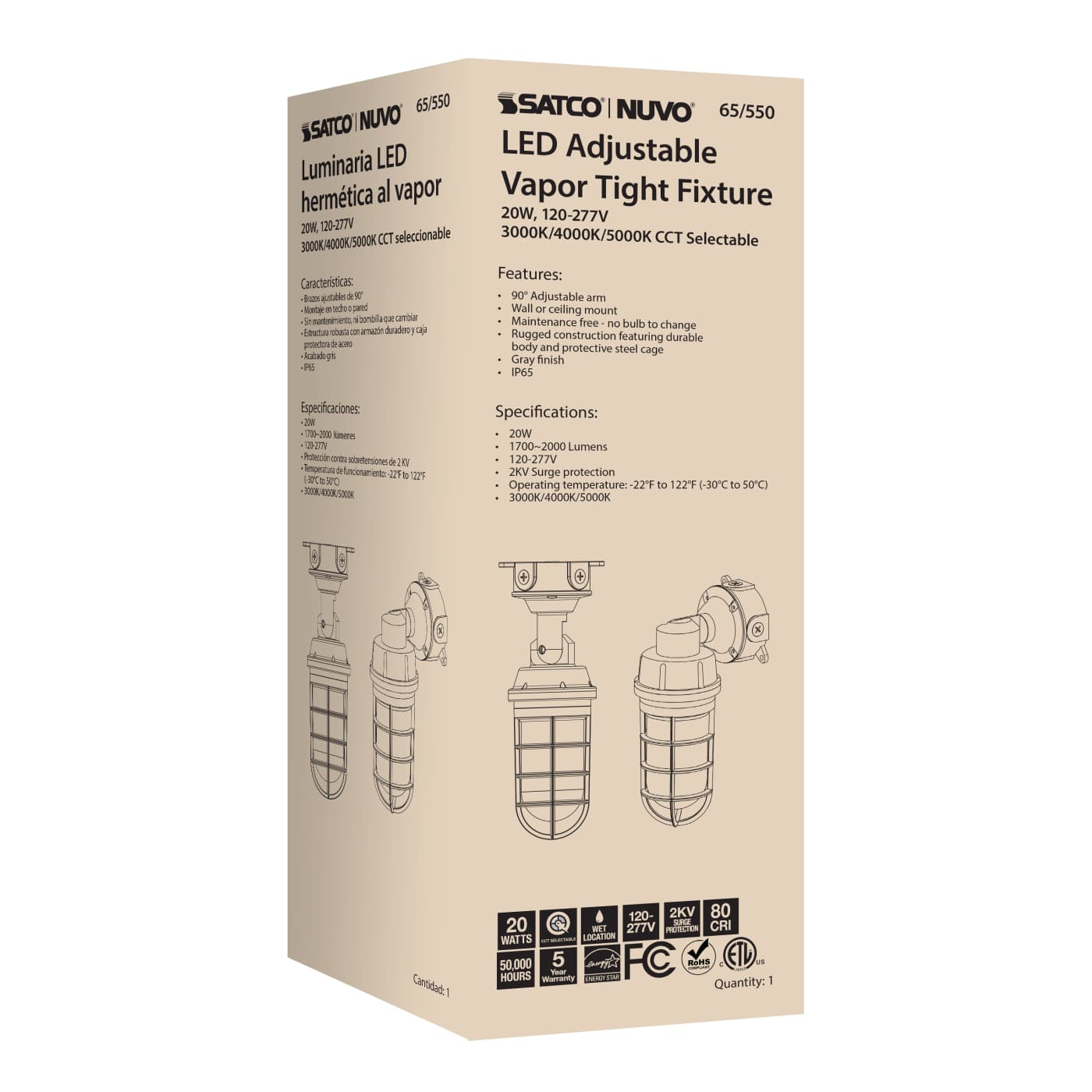 LED ADJUSTABLE VAPOR TIGHT - 65-550