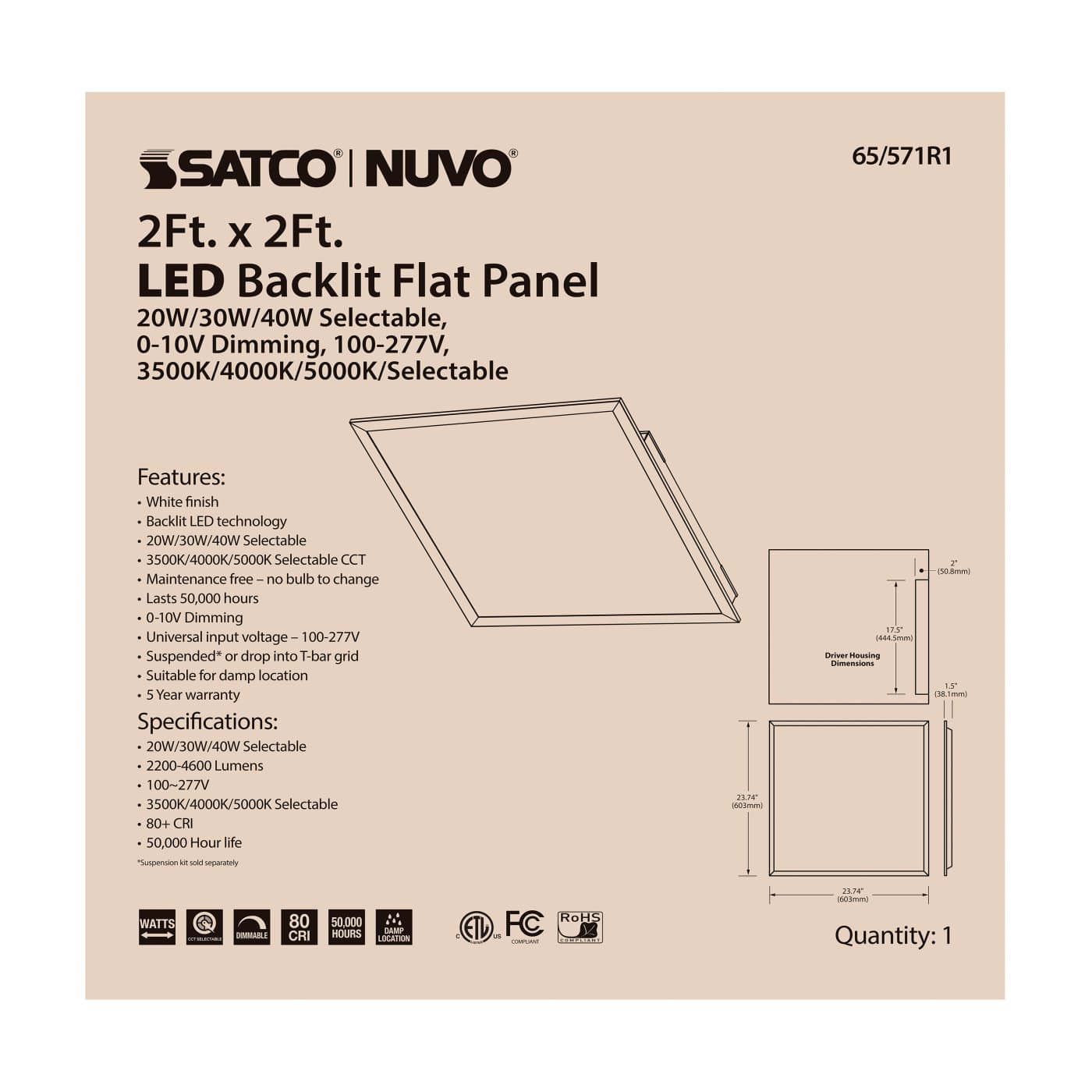 2X2 LED BACKLIT FLAT PANEL - 65-571R1