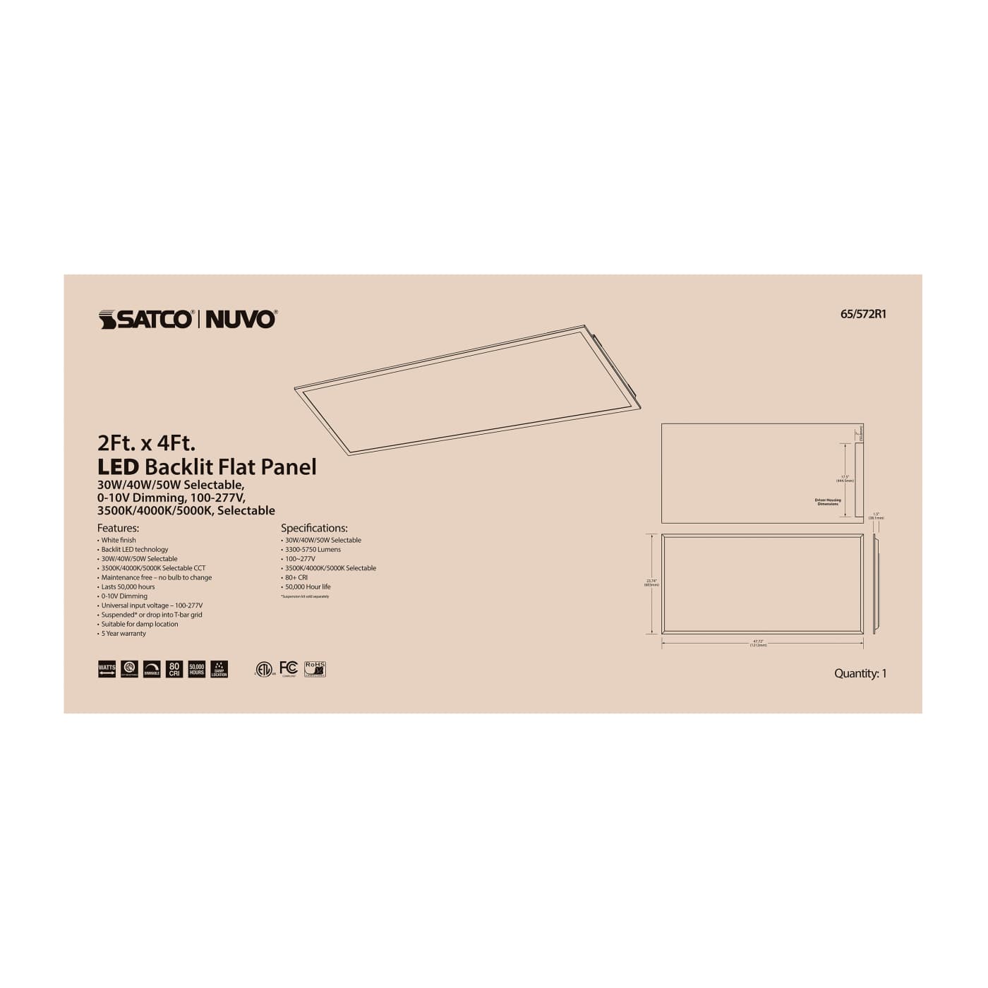 2X4 LED BACKLIT FLAT PANEL - 65-572R1