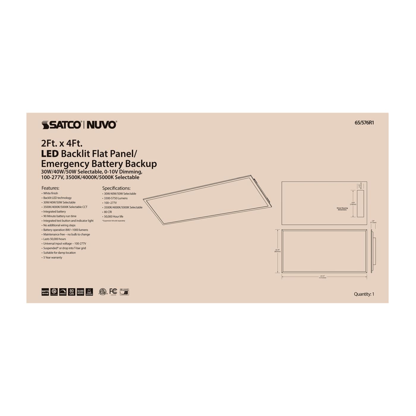 2X4 LED EM BACKLIT FLAT PANEL - 65-576R1
