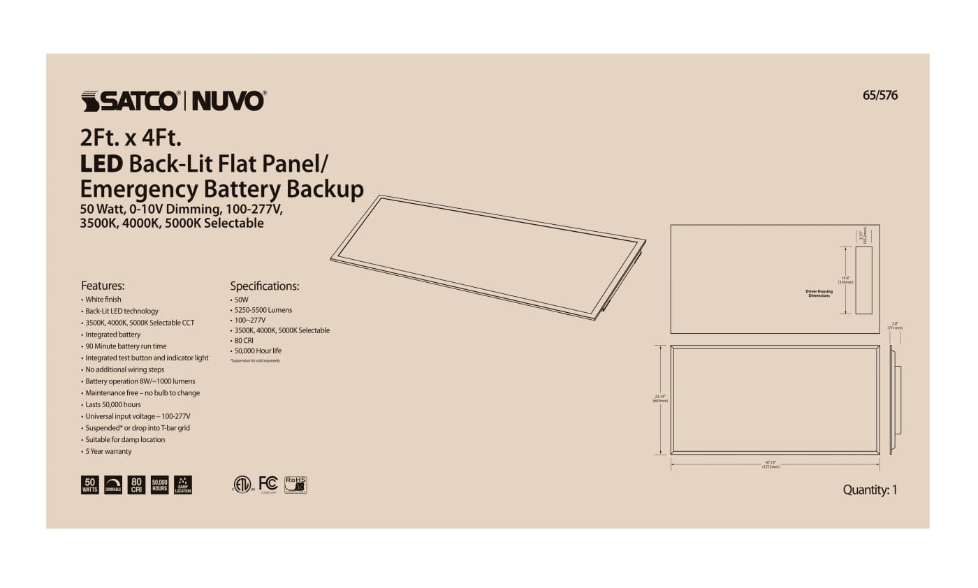 2X4 LED EM BACKLIT FLAT PANEL - 65-576
