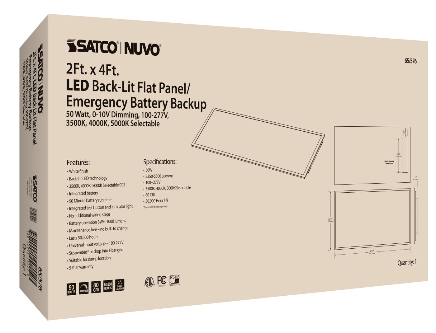 2X4 LED EM BACKLIT FLAT PANEL - 65-576