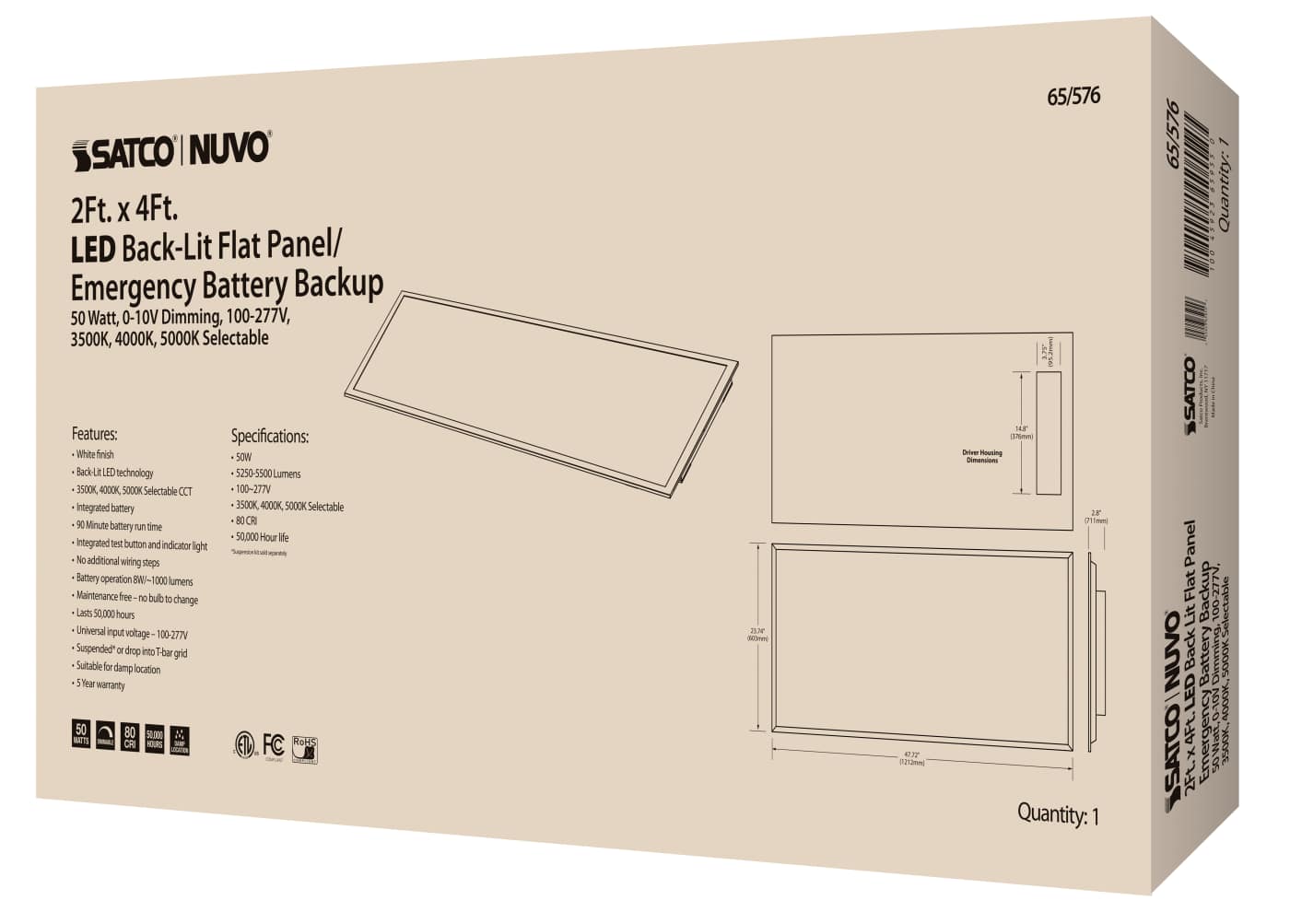 2X4 LED EM BACKLIT FLAT PANEL - 65-576