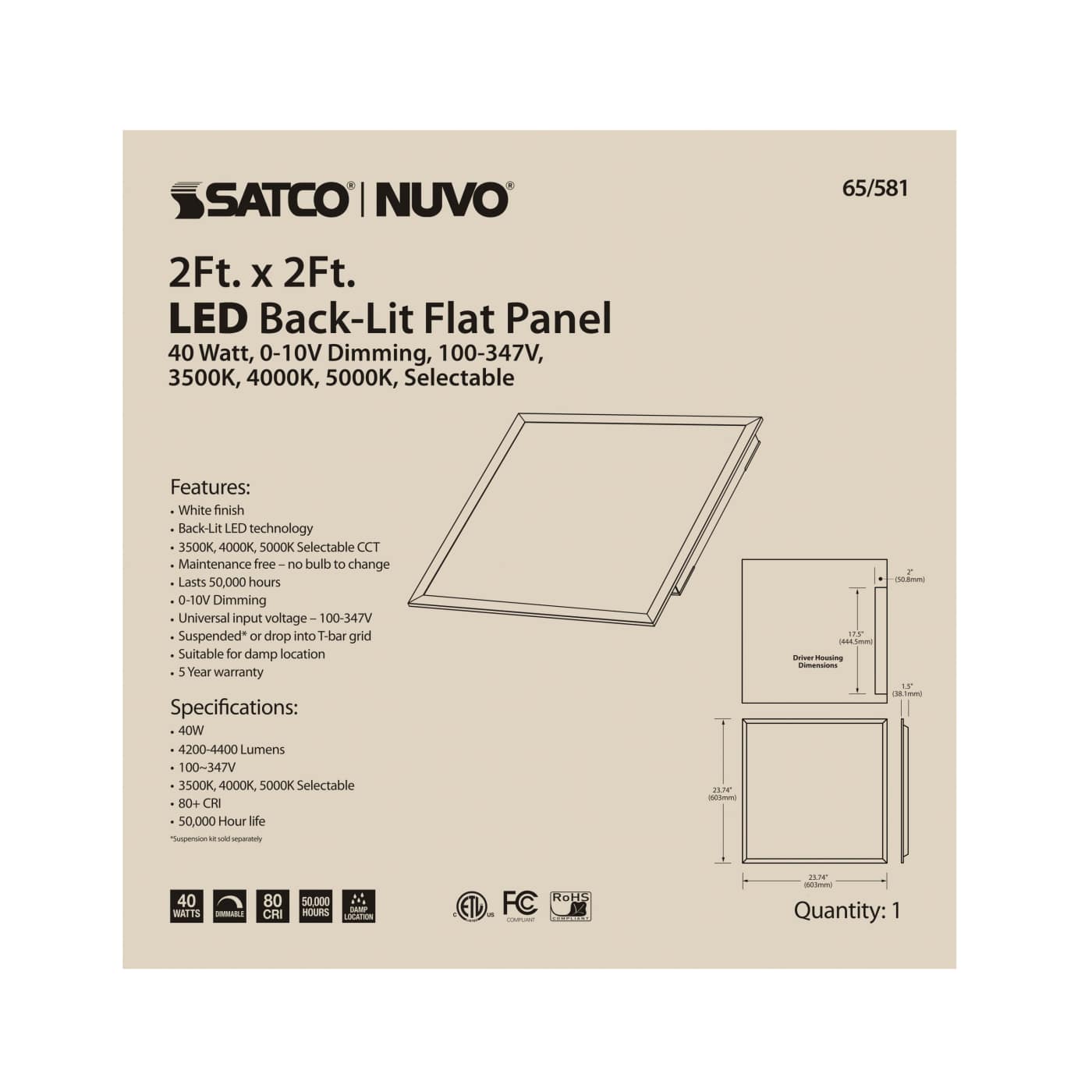 2X2 LED BACKLIT FLAT PANEL - 65-581