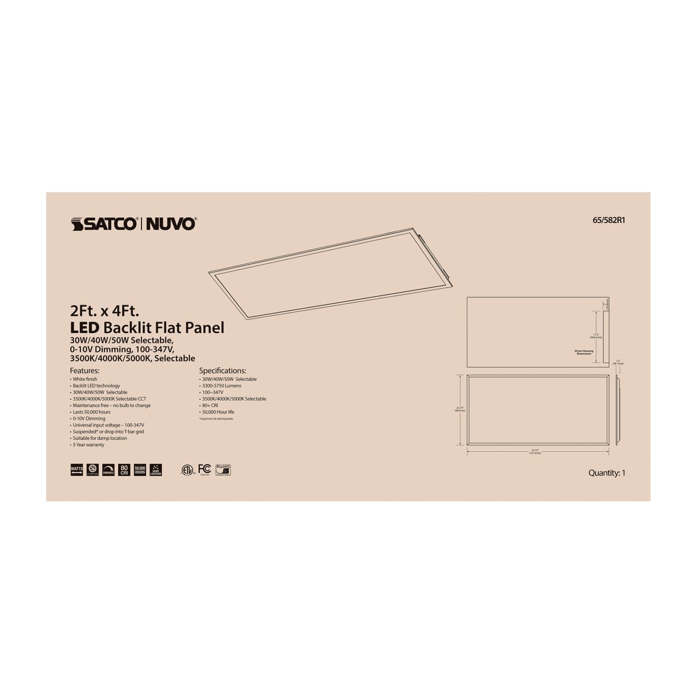 2X4 LED BACKLIT FLAT PANEL - 65-582R1