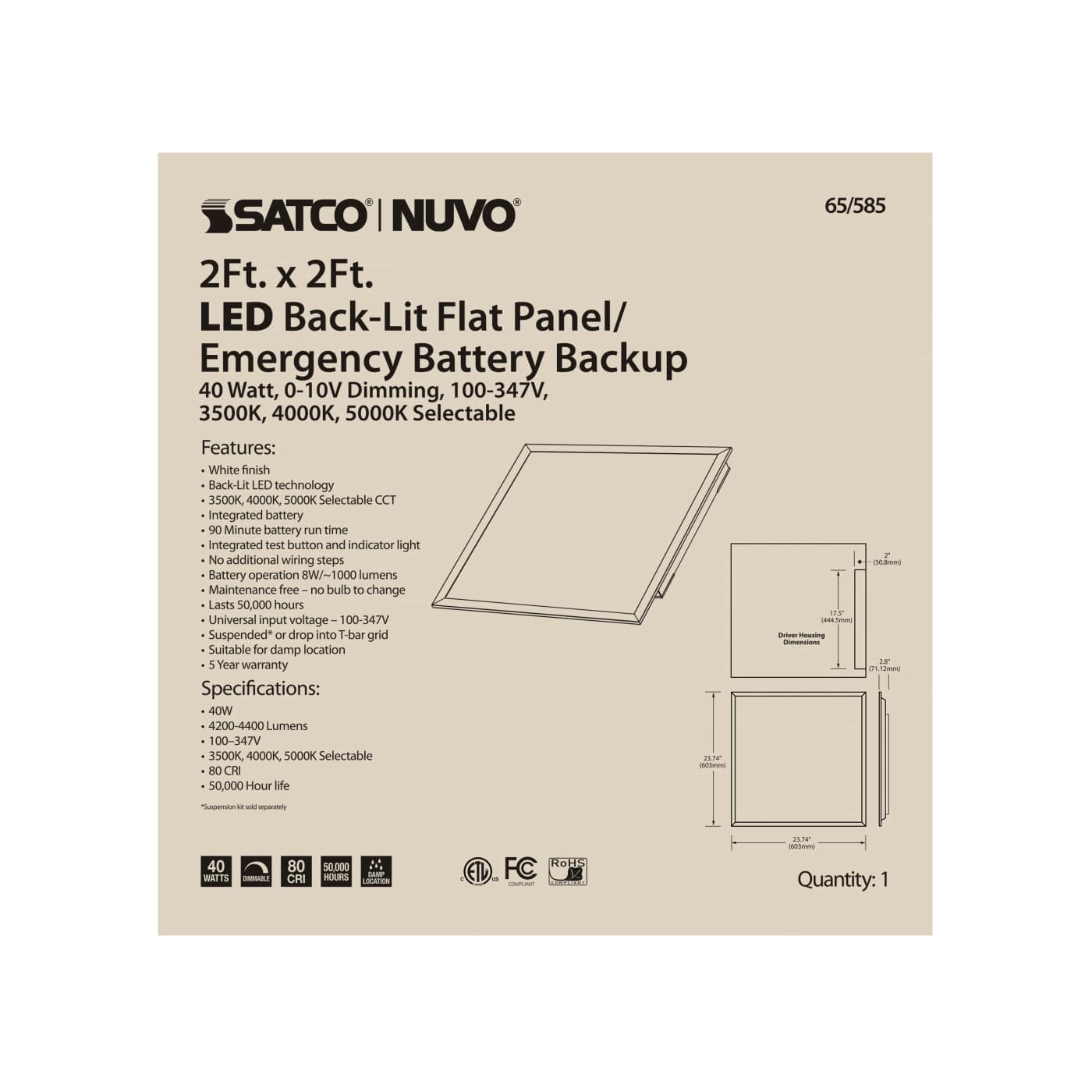 2X2 LED EM BACKLIT FLAT PANEL - 65-585