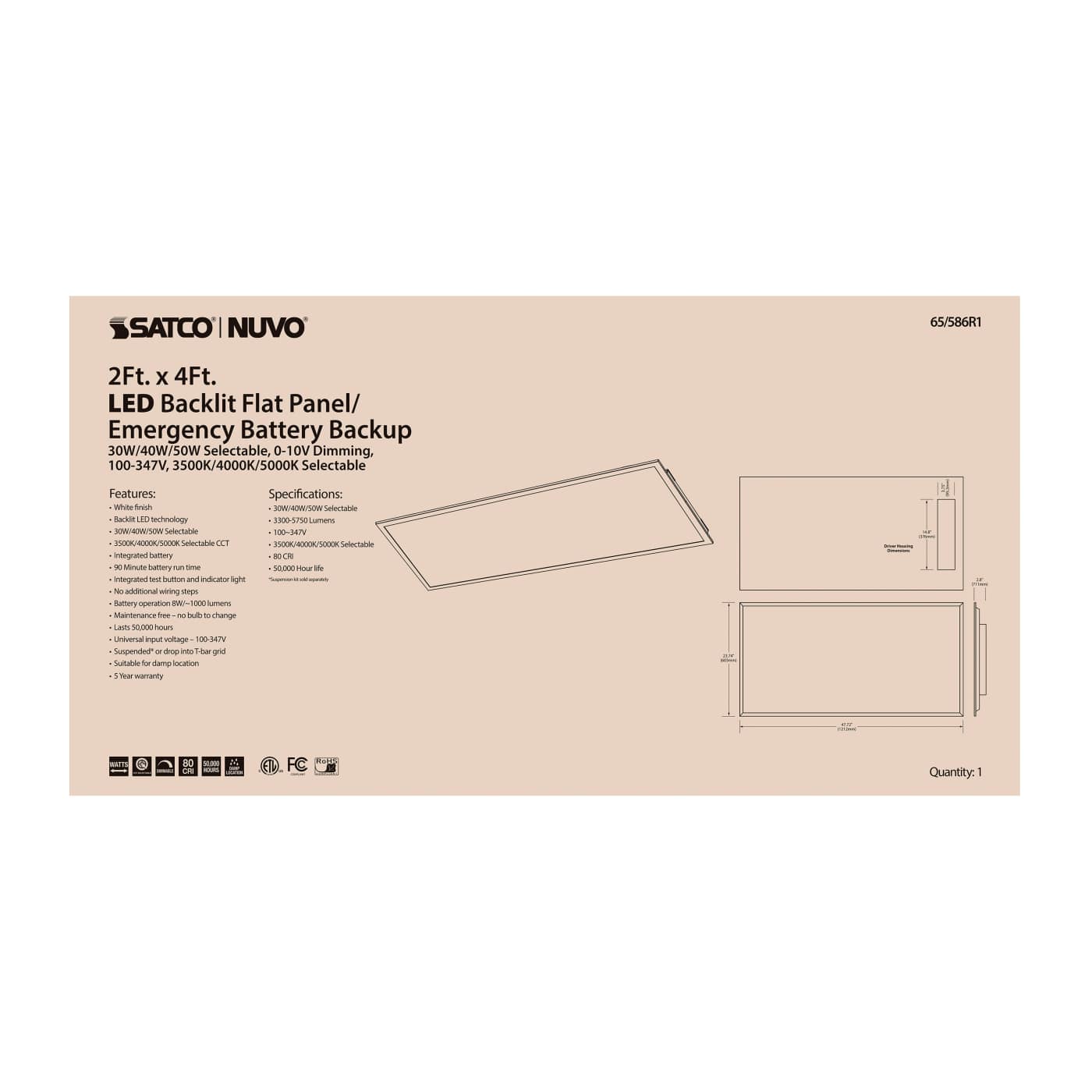 2X4 LED EM BACKLIT FLAT PANEL - 65-586R1