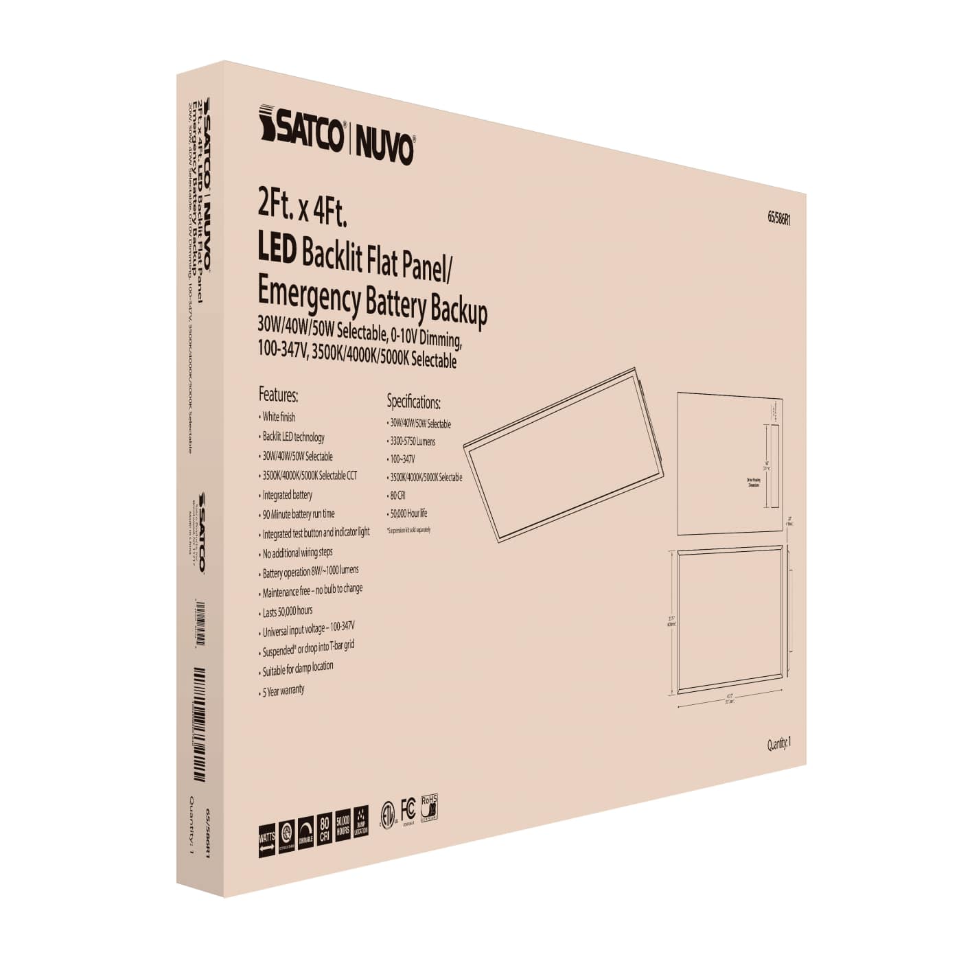 2X4 LED EM BACKLIT FLAT PANEL - 65-586R1