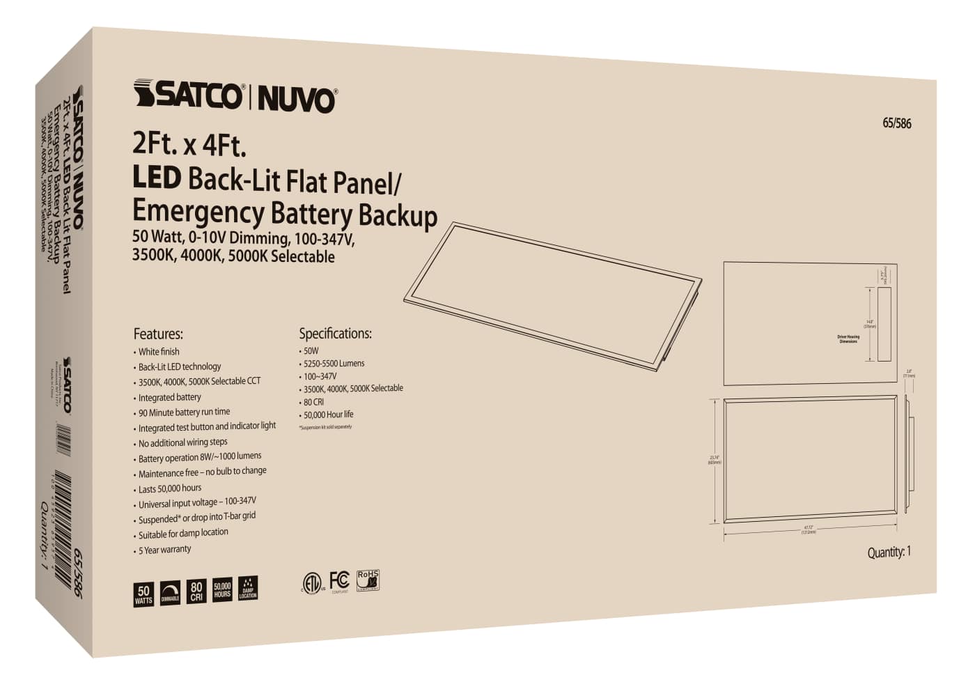 2X4 LED EM BACKLIT FLAT PANEL - 65-586