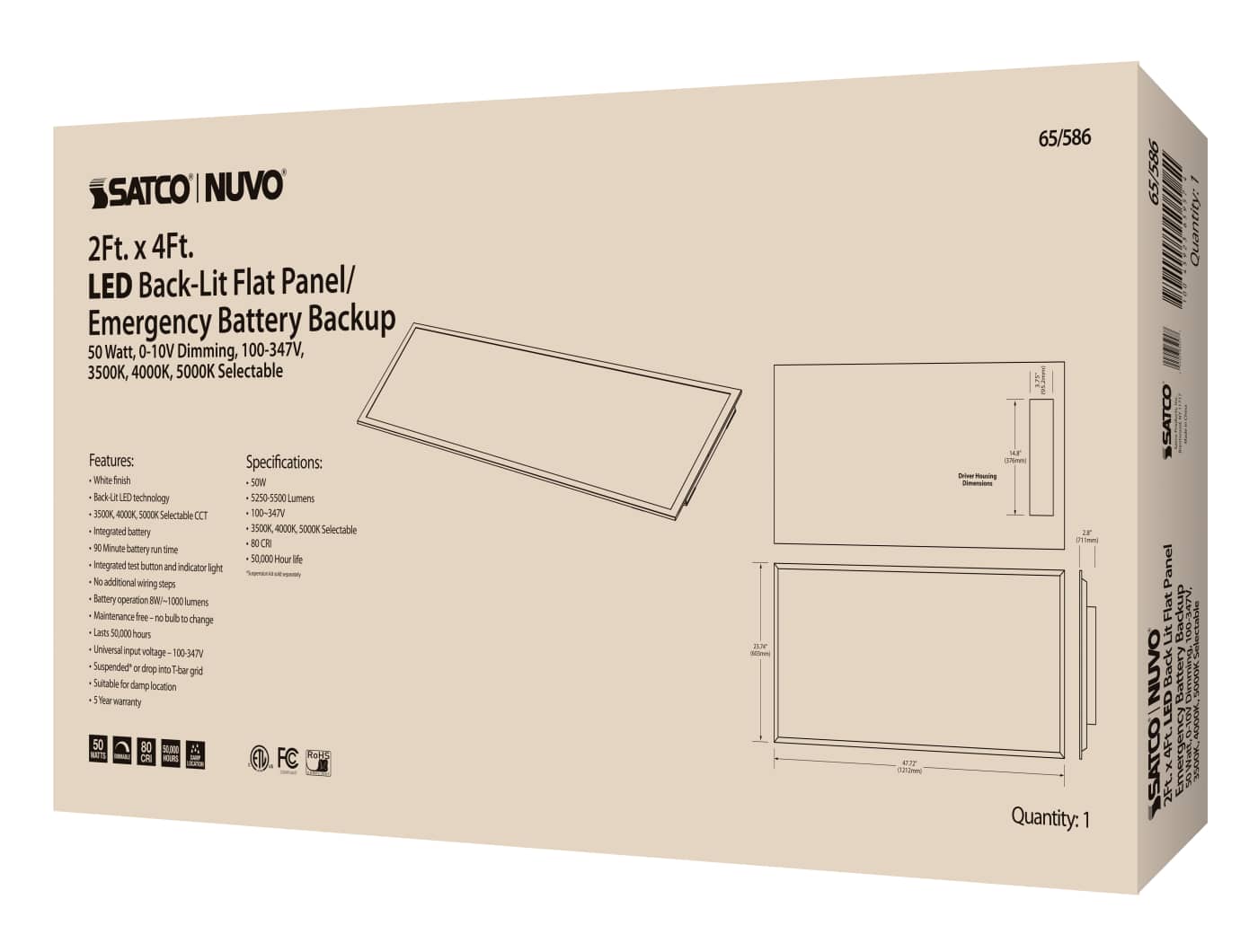 2X4 LED EM BACKLIT FLAT PANEL - 65-586