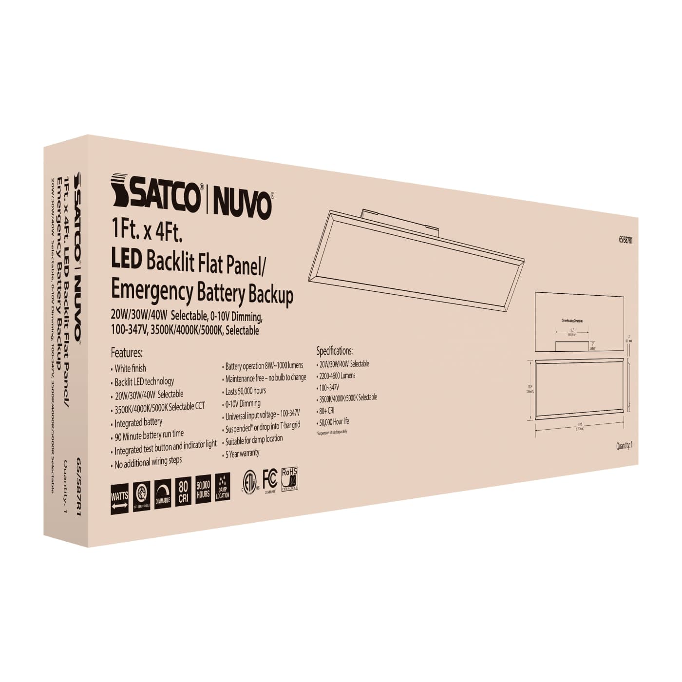 1X4 LED EM BACKLIT FLAT PANEL - 65-587R1