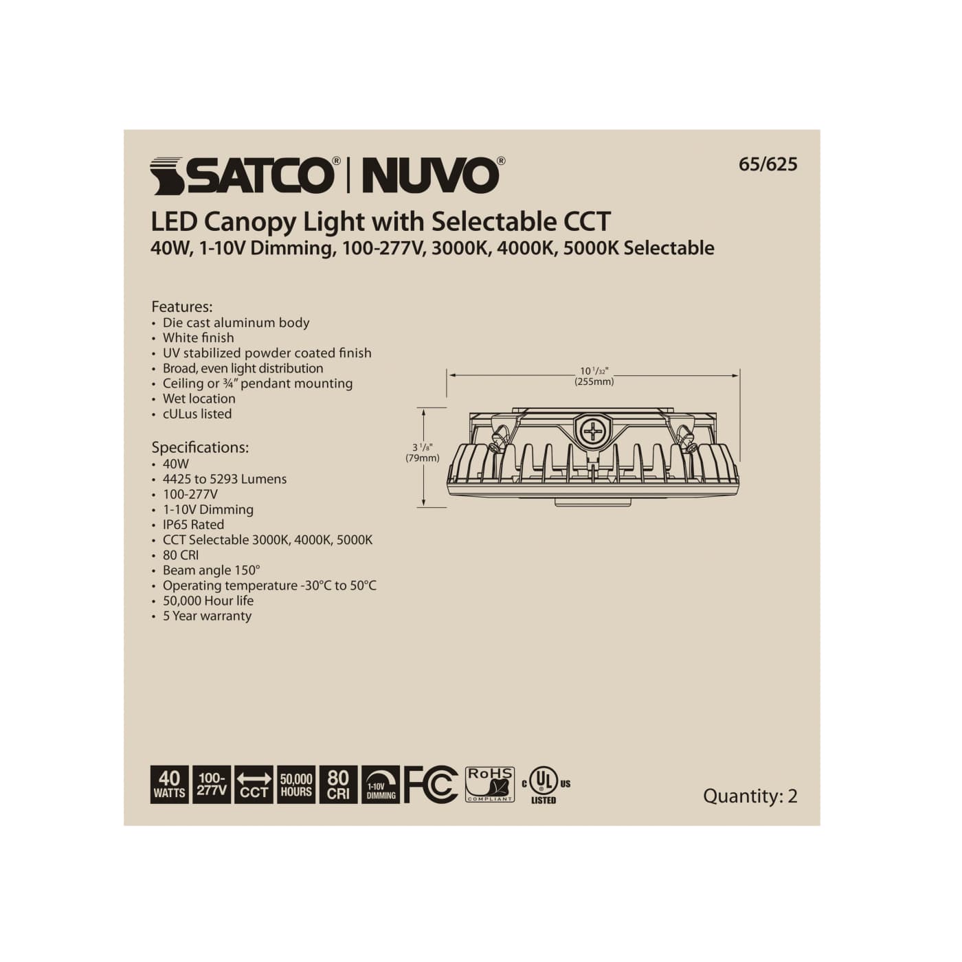 40W LED CANOPY LIGHT - 65-625