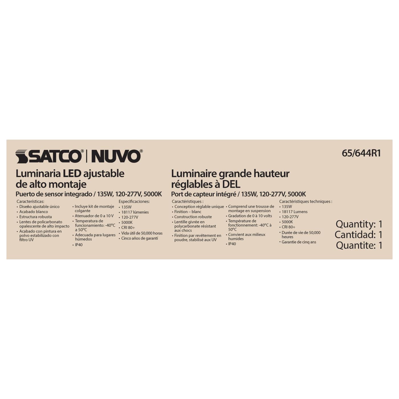 135W LED ADJUSTABLE HIGH BAY - 65-644R1