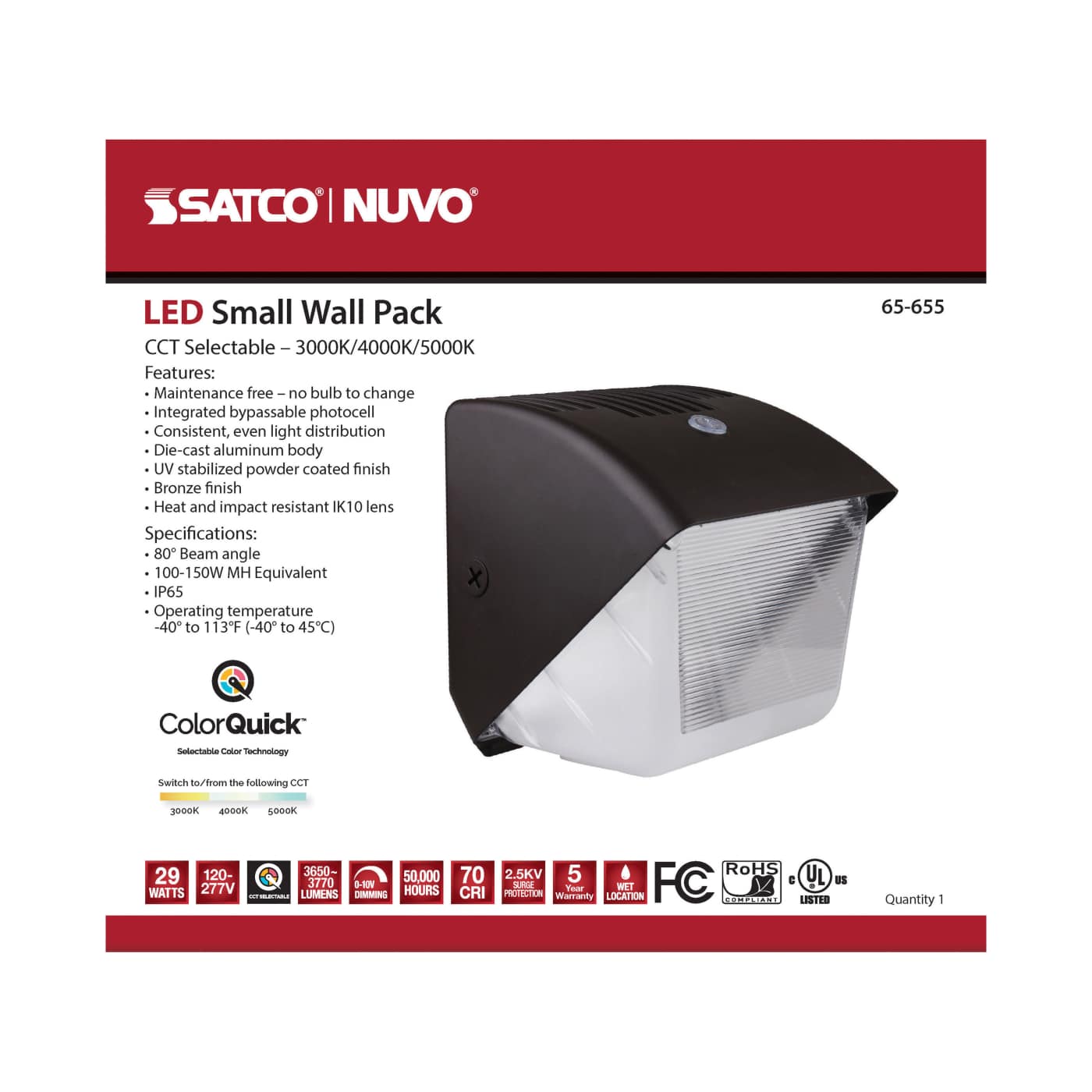 29W LED SMALL WALL PACK - 65-655