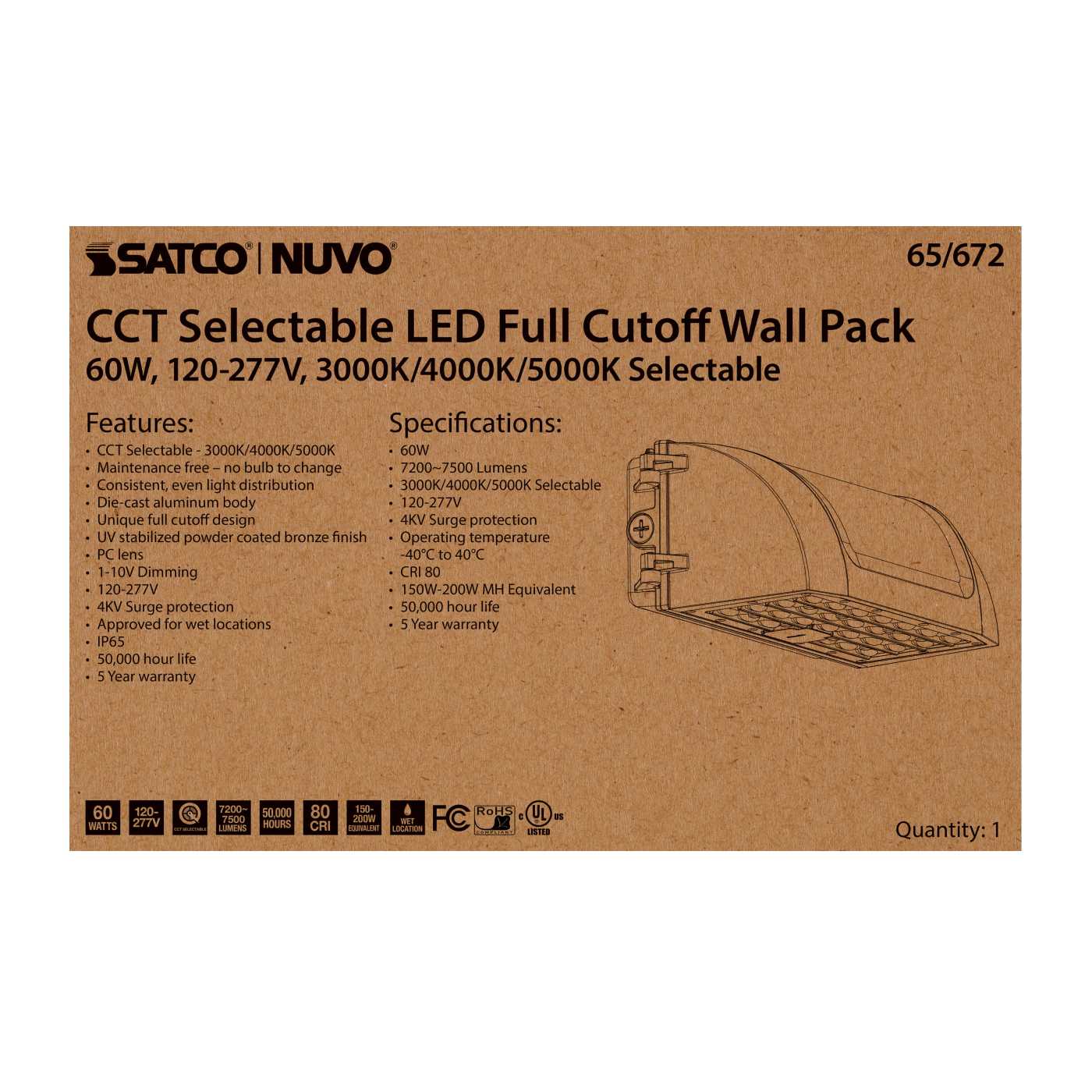 60W FULL CUTOFF WALL PACK - 65-672