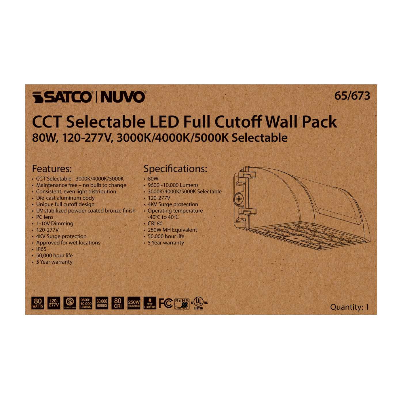80W FULL CUTOFF WALL PACK - 65-673