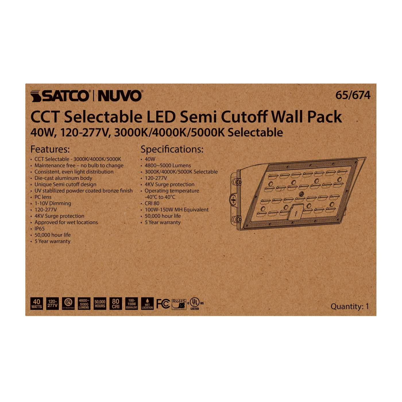 40W SEMI CUTOFF WALL PACK - 65-674