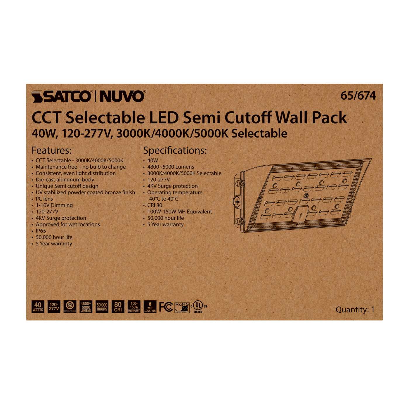 60W SEMI CUTOFF WALL PACK - 65-675