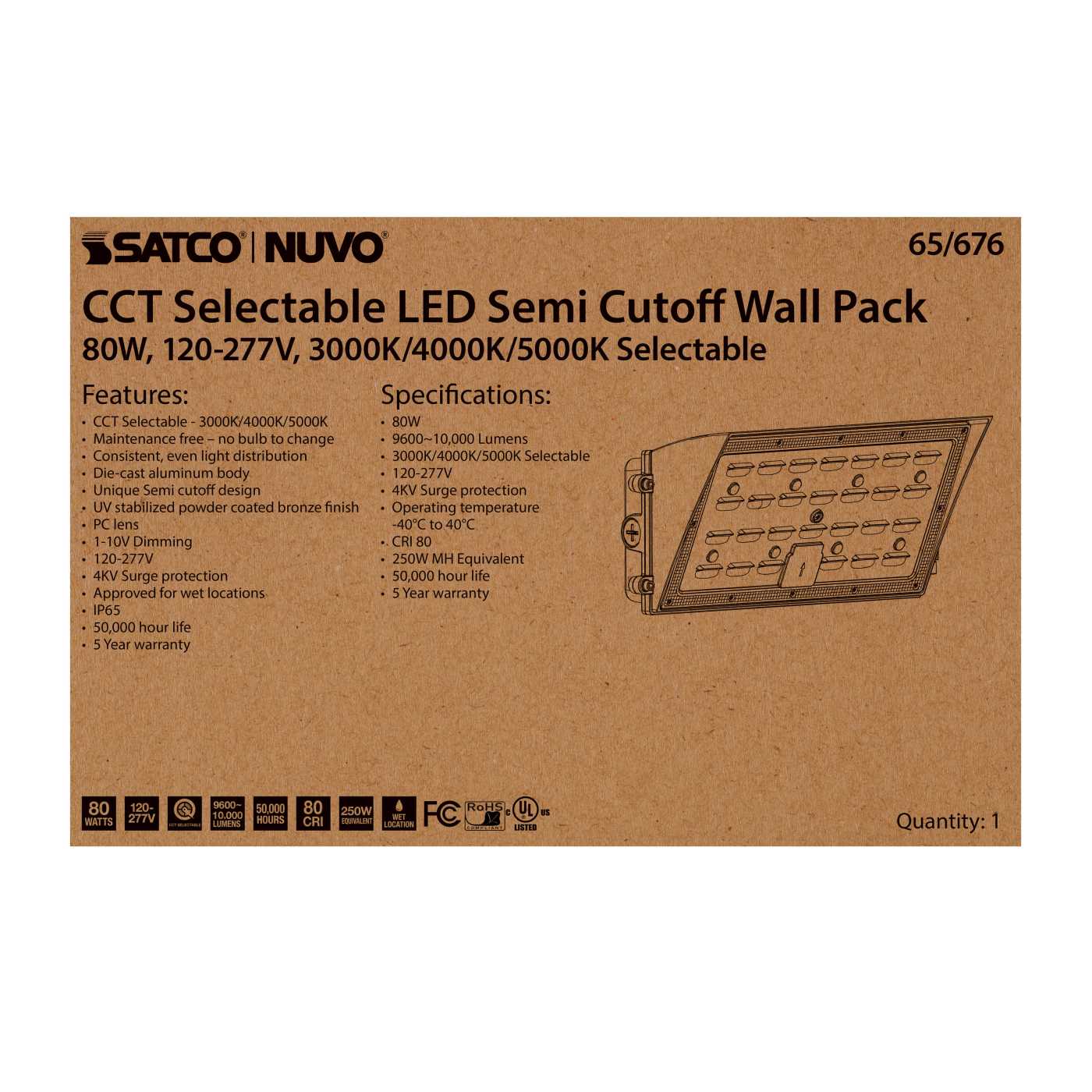 80W SEMI CUTOFF WALL PACK - 65-676