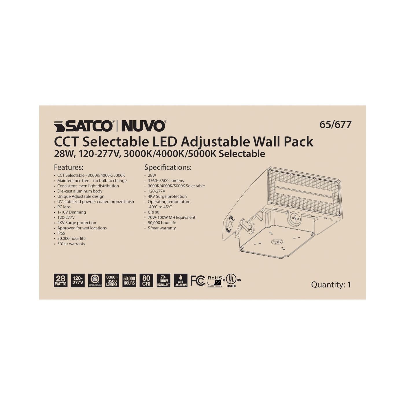 28W ADJUSTABLE WALL PACK - 65-677