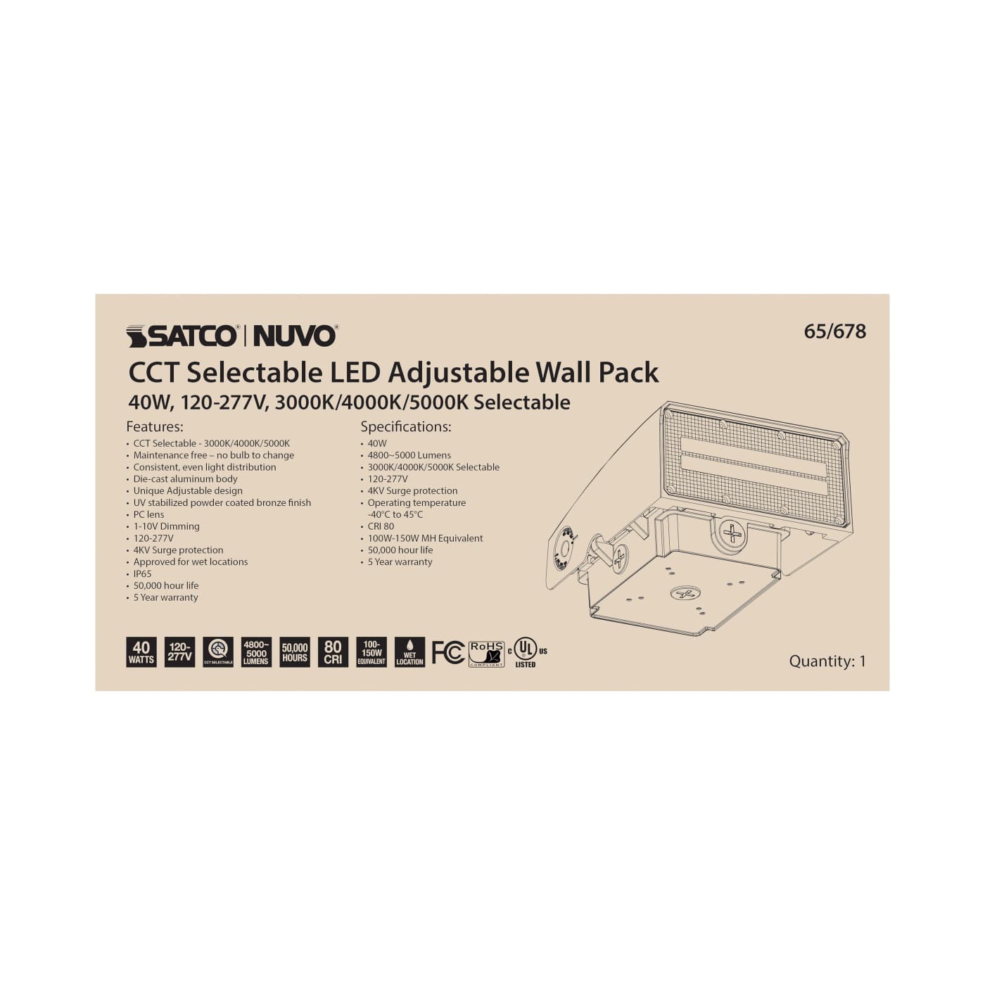 40W ADJUSTABLE WALL PACK - 65-678