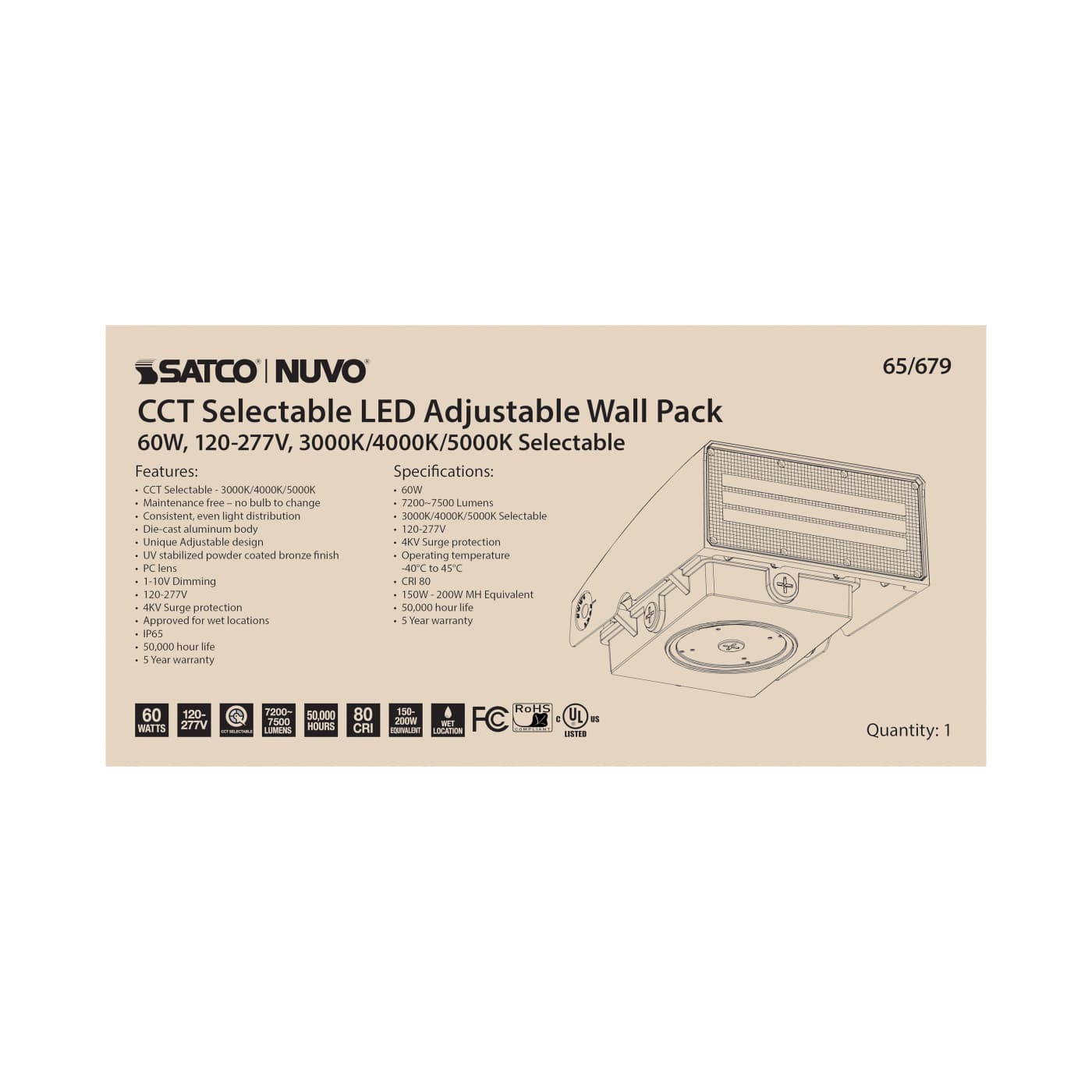 60W ADJUSTABLE WALL PACK - 65-679