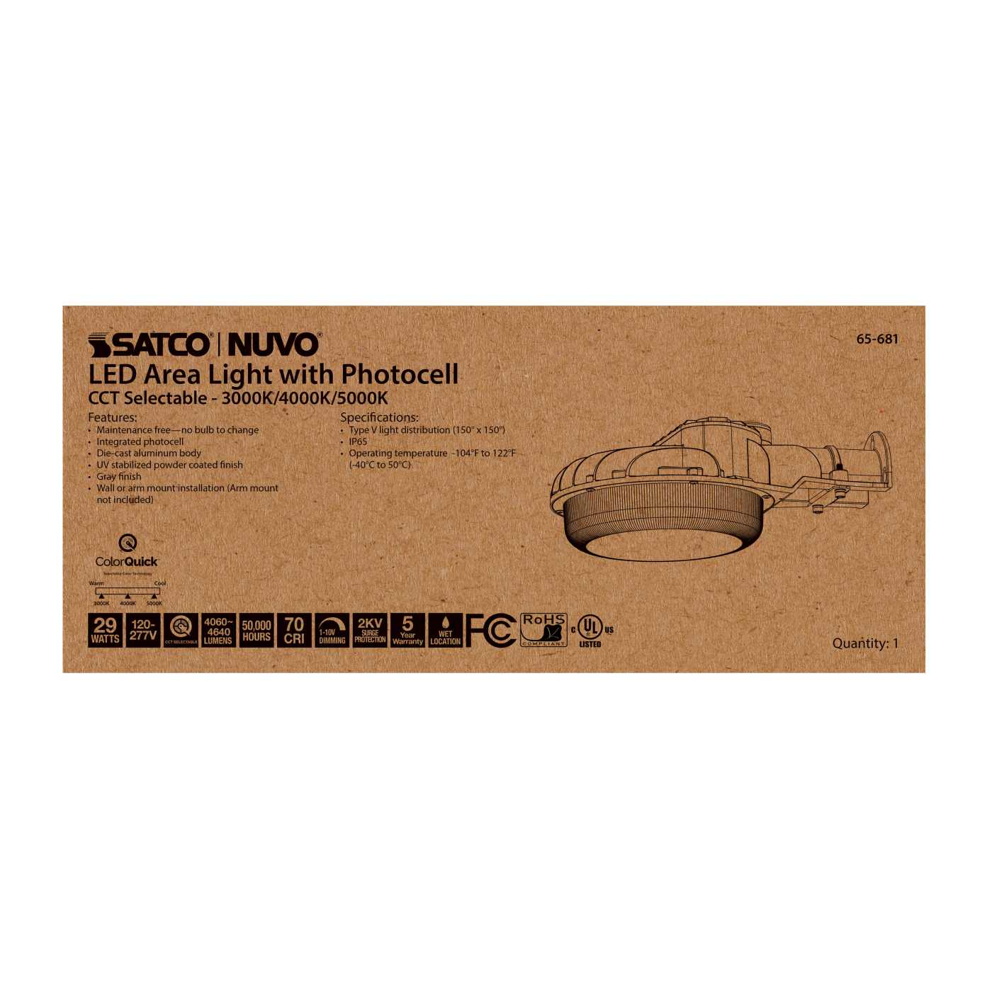 29W LED AREA LIGHT W/PHOTOCELL - 65-681