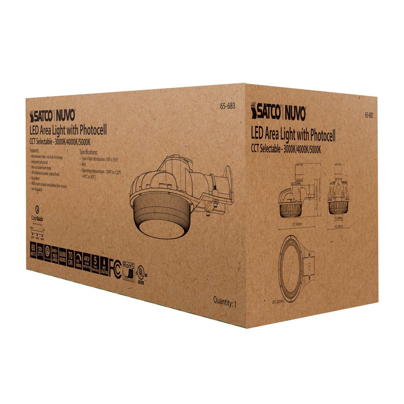 60W LED AREA LIGHT W/PHOTOCELL - 65-683