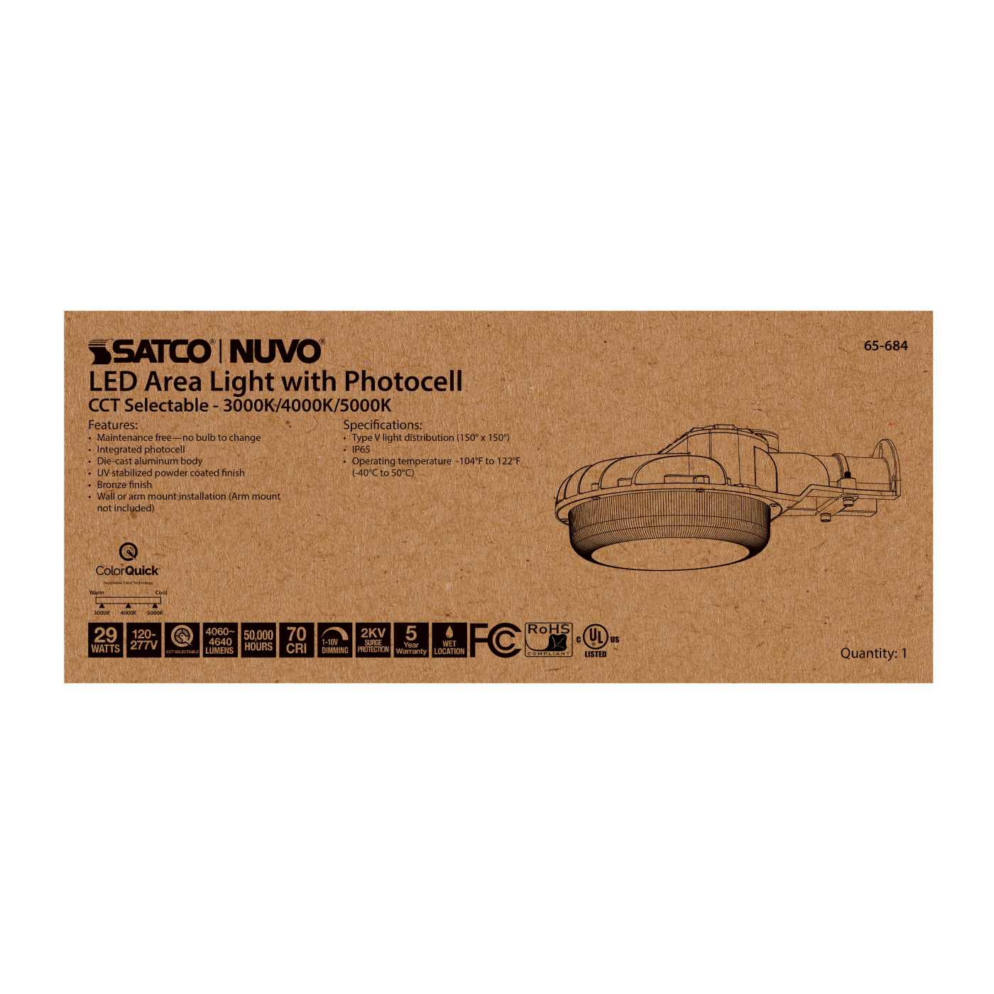 29W LED AREA LIGHT W/PHOTOCELL - 65-684