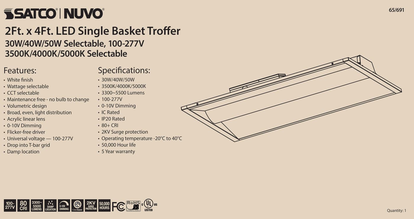 2X4 SINGLE BASKET TROFFER - 65-691