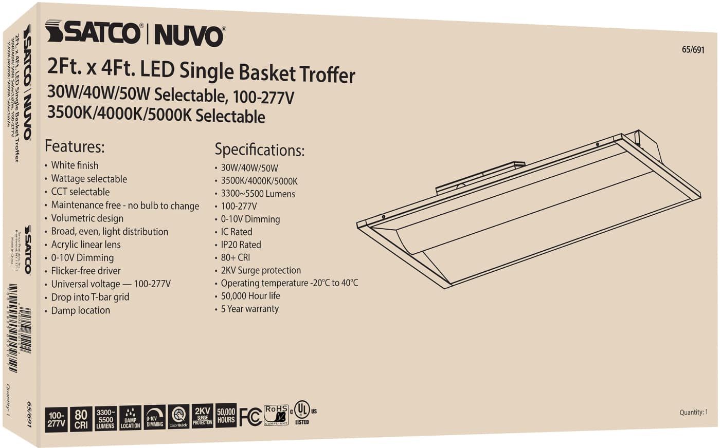 2X4 SINGLE BASKET TROFFER - 65-691