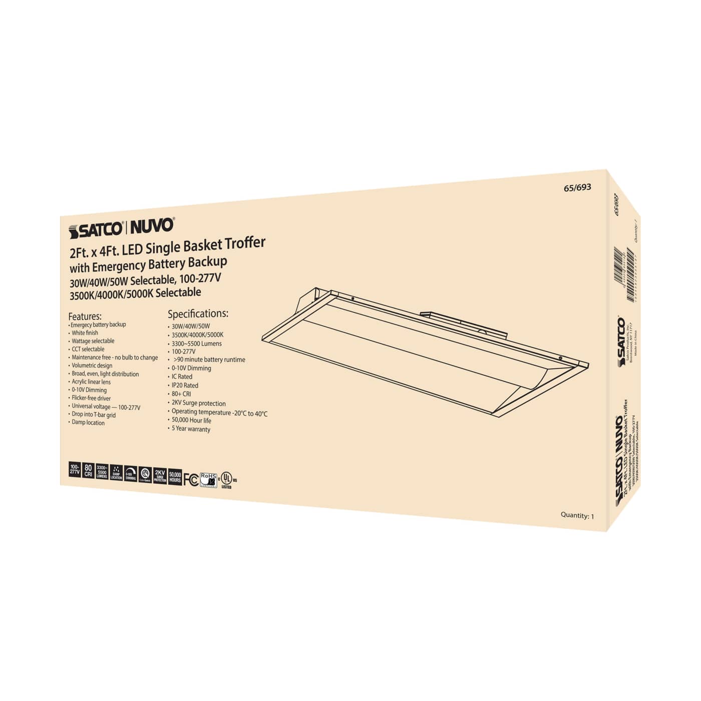 2X4 EM SINGLE BASKET TROFFER - 65-693