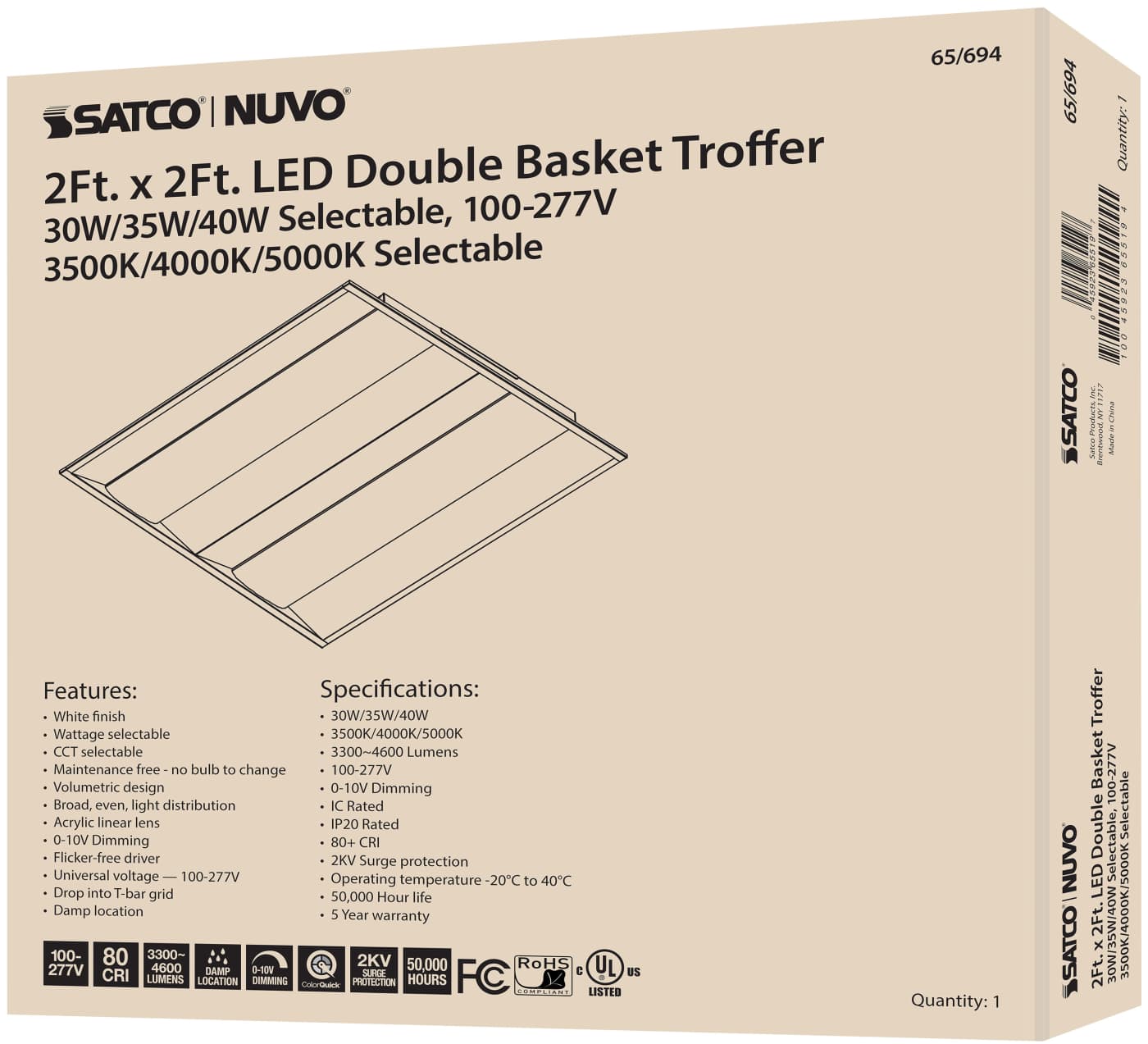 2X2 DOUBLE BASKET TROFFER - 65-694