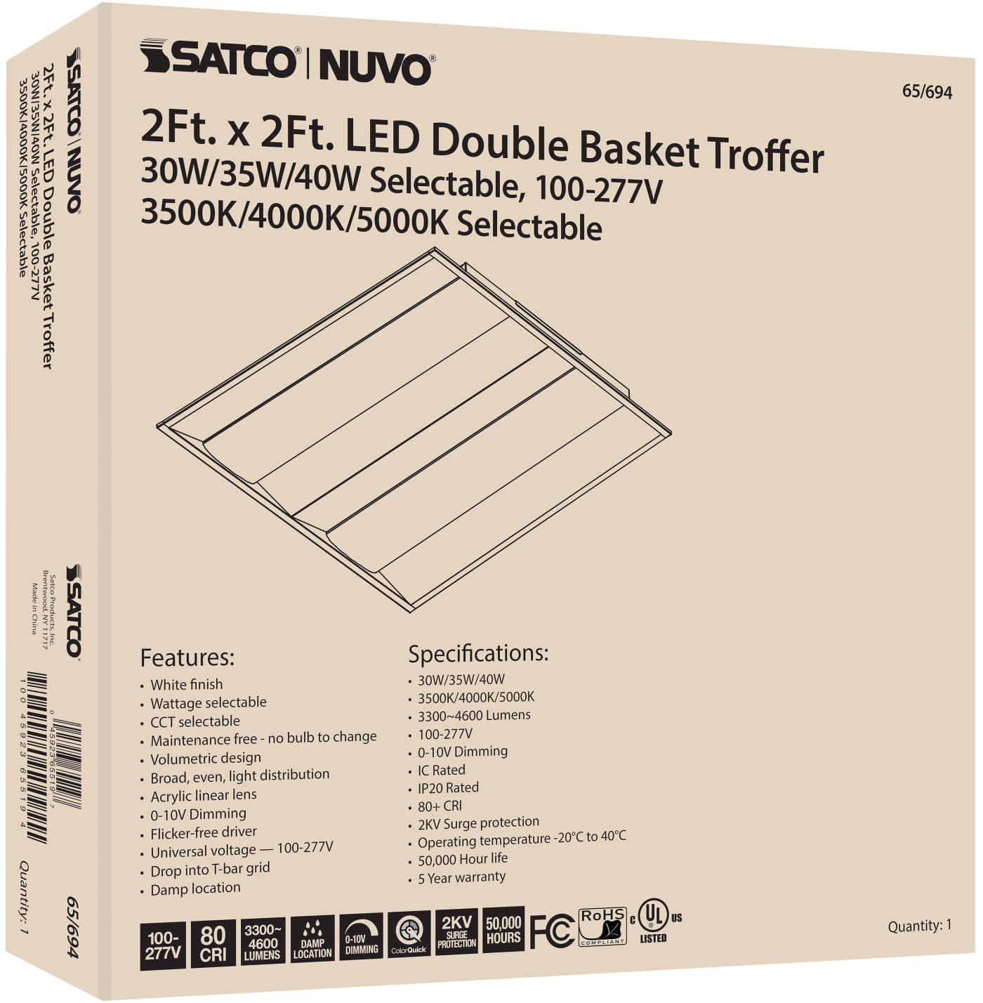 2X2 DOUBLE BASKET TROFFER - 65-694