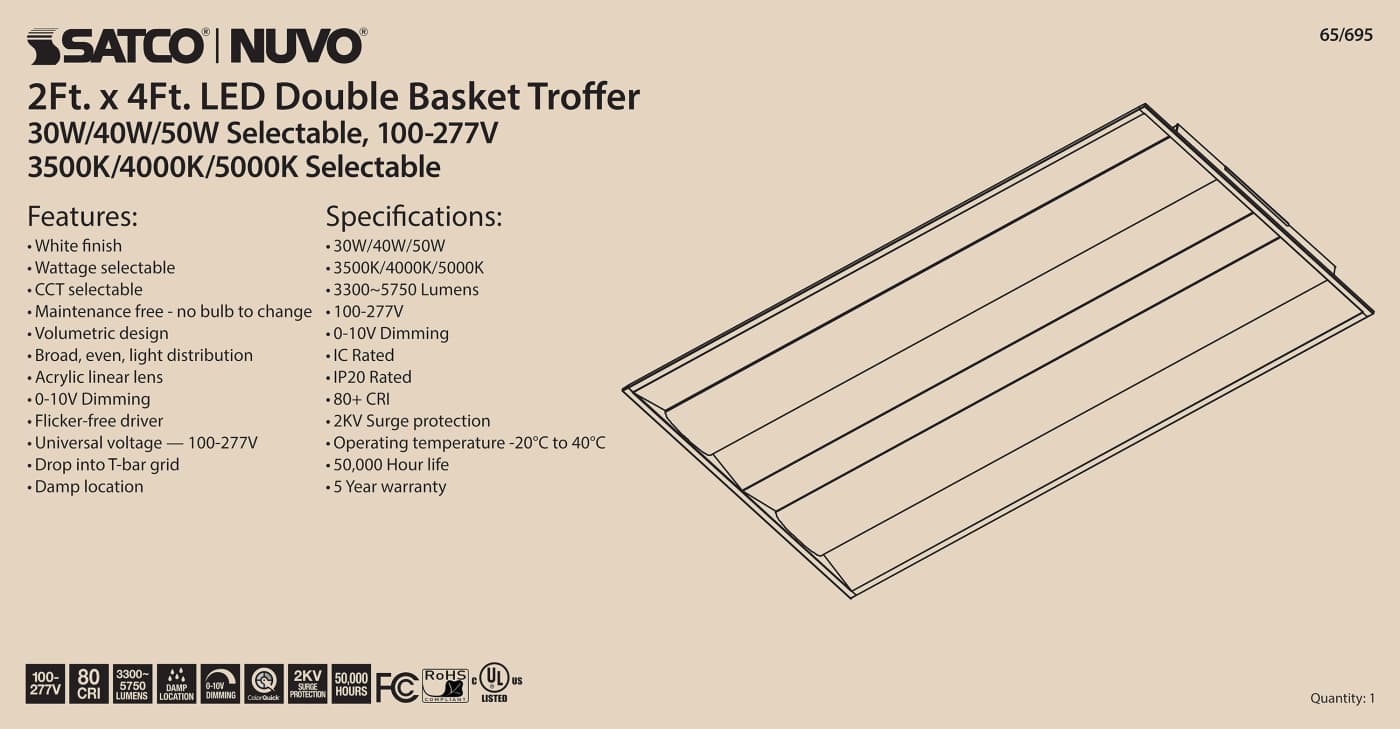 2X4 DOUBLE BASKET TROFFER - 65-695