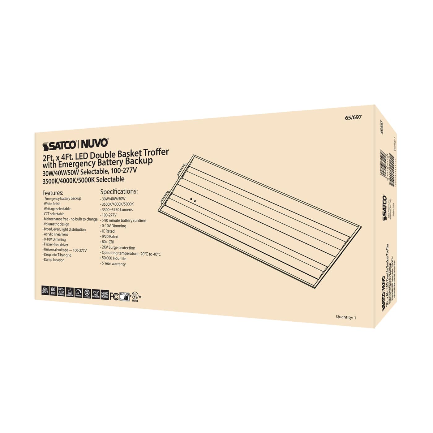 2X4 EM DOUBLE BASKET TROFFER - 65-697