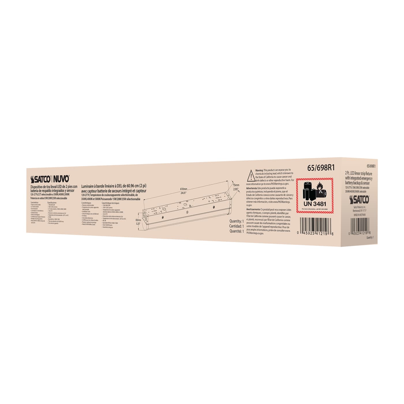 2' LINEAR STRIP W/ EM & SENSOR - 65-698R1