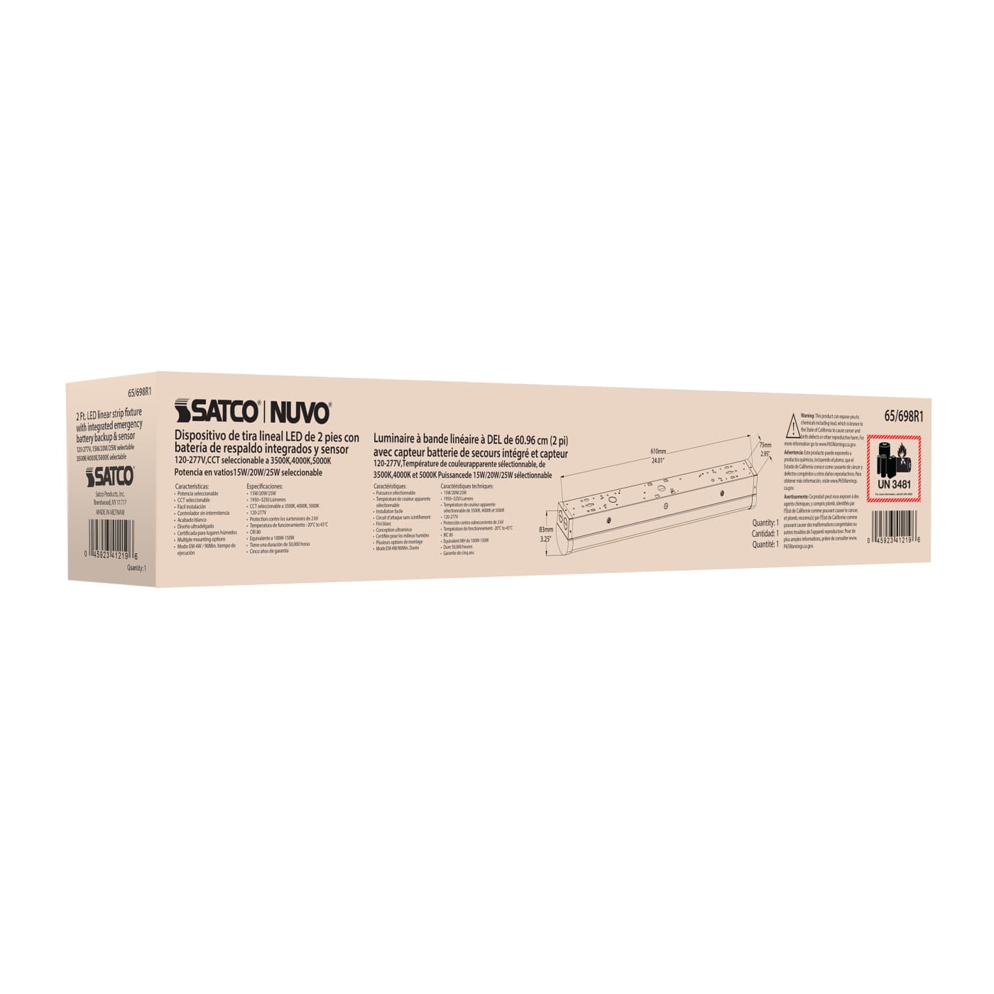 2' LINEAR STRIP W/ EM & SENSOR - 65-698R1