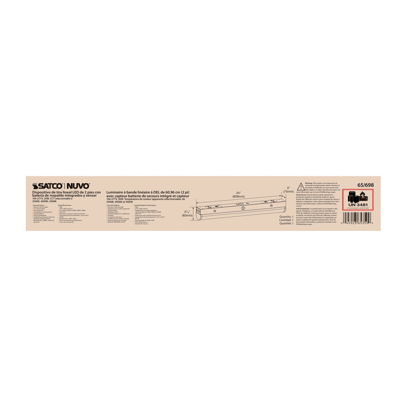 2' LINEAR STRIP W/ EM & SENSOR - 65-698