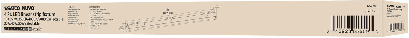 4' LINEAR STRIP WHITE FINISH - 65-701