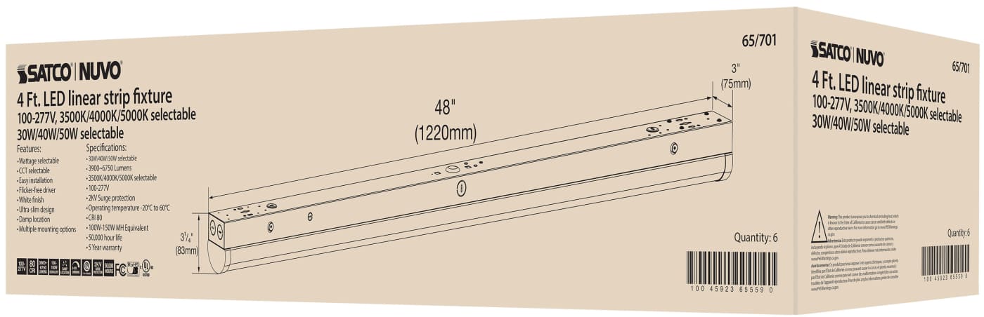 4' LINEAR STRIP WHITE FINISH - 65-701