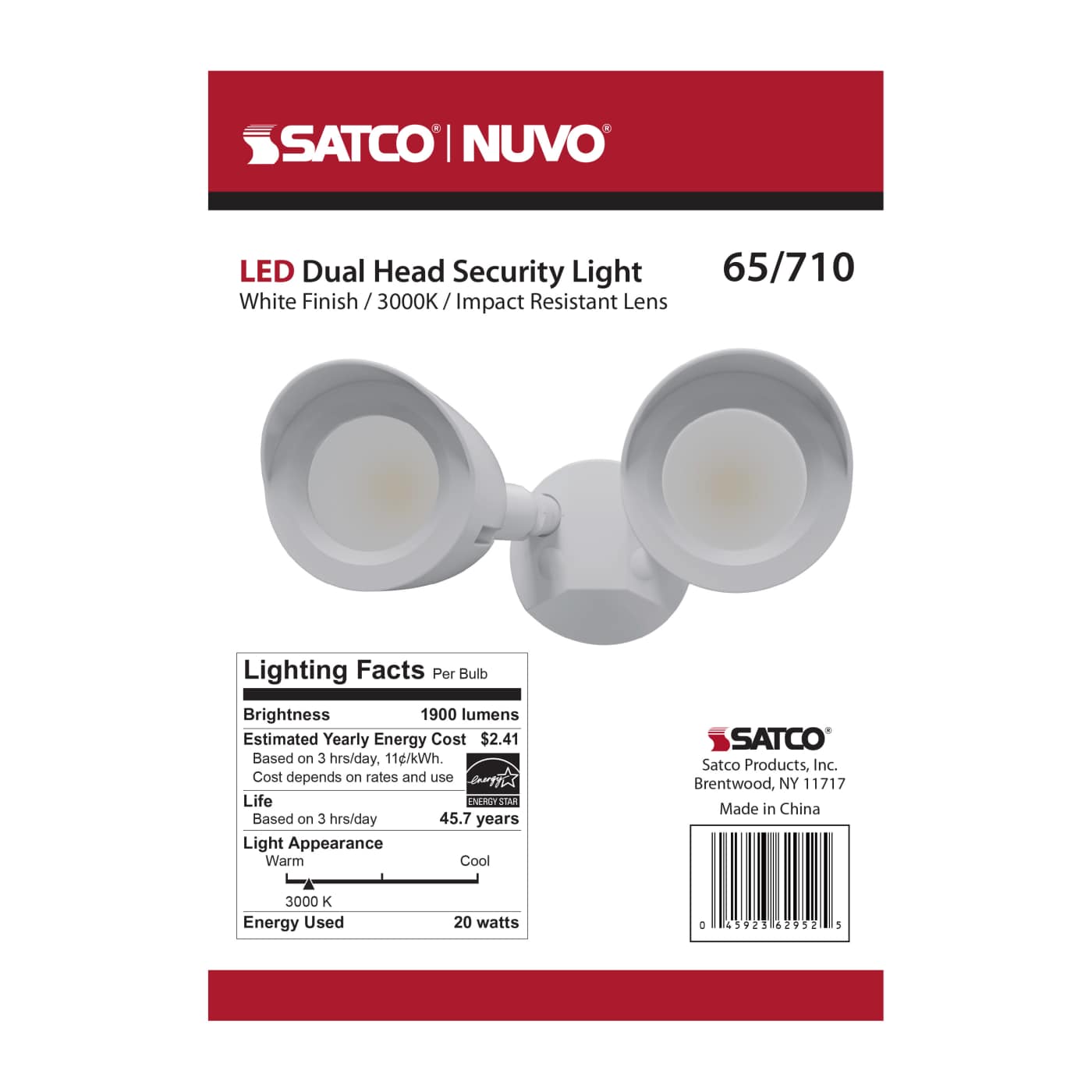 LED 2 BULLET HEAD SECURITY LGT - 65-710