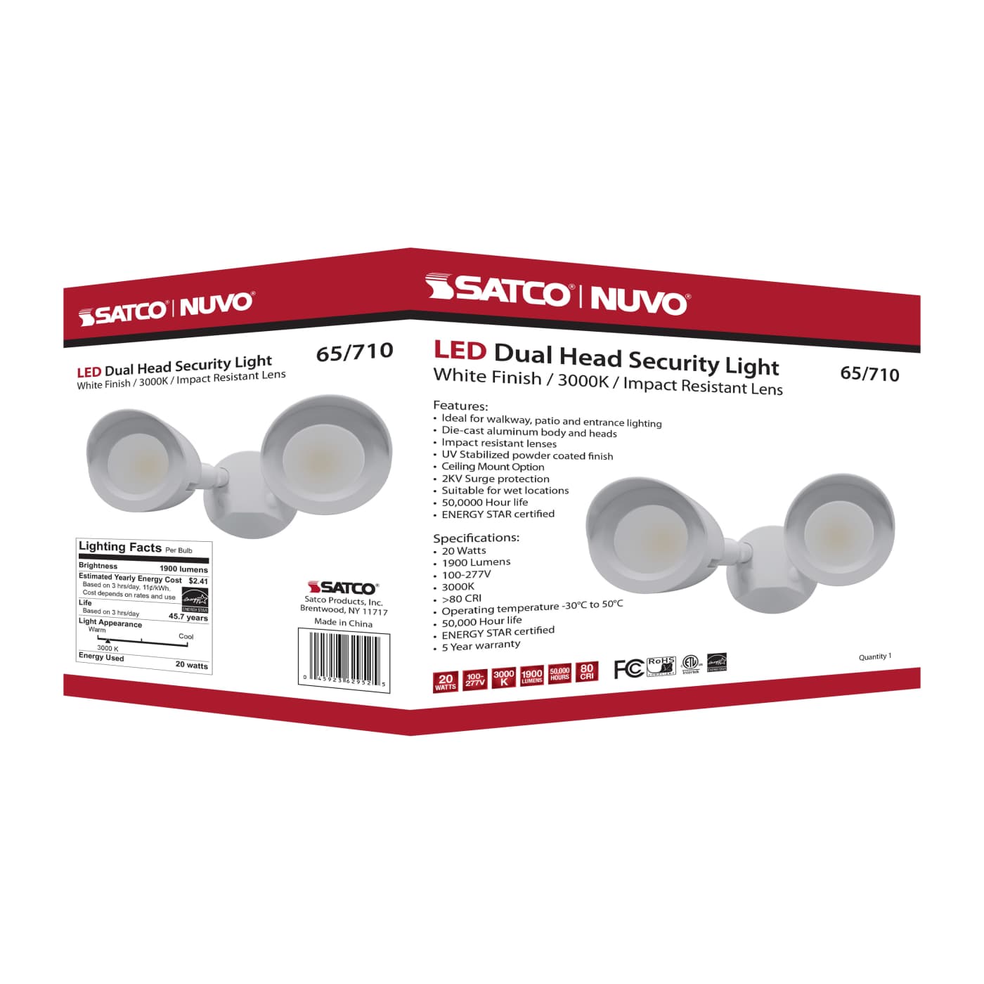 LED 2 BULLET HEAD SECURITY LGT - 65-710