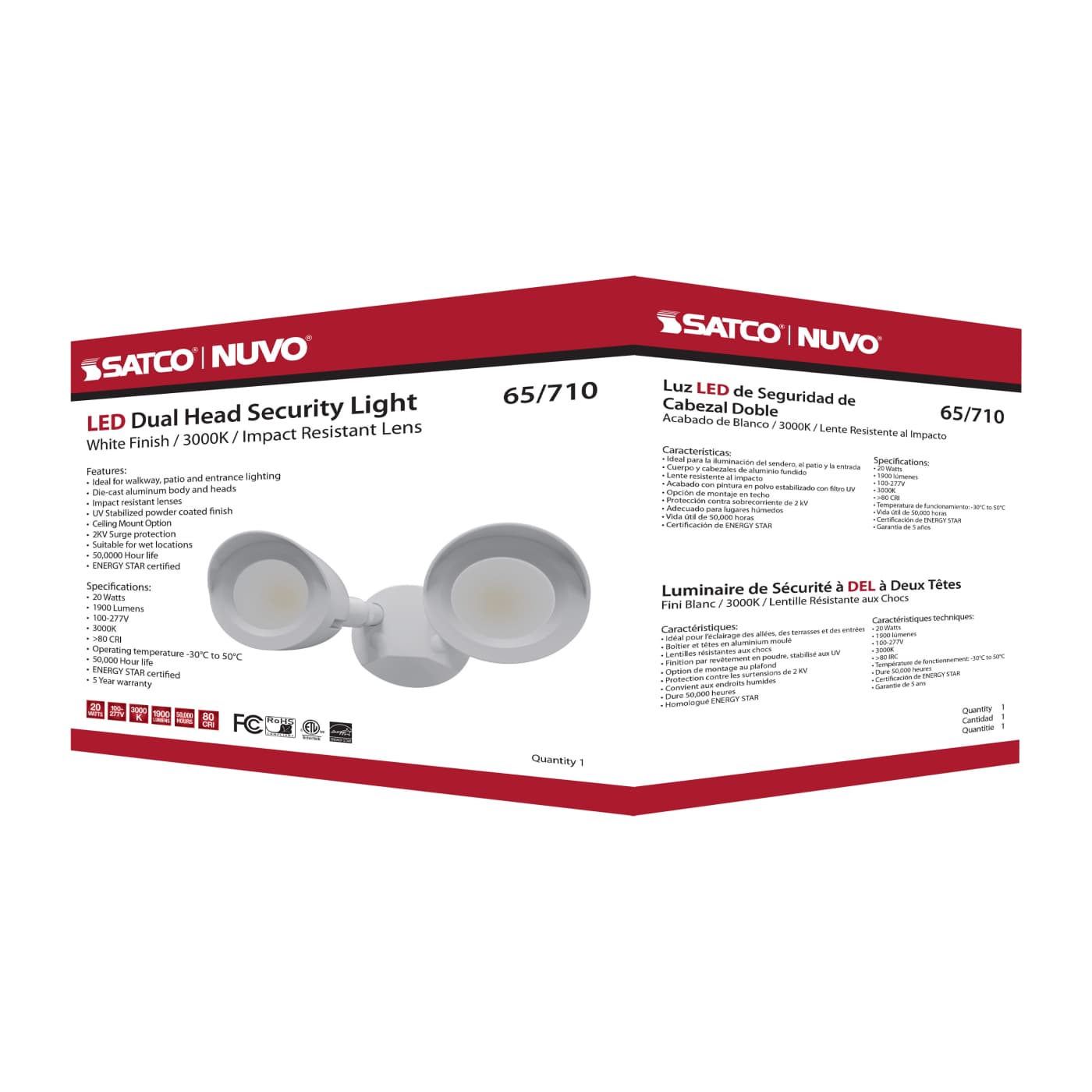 LED 2 BULLET HEAD SECURITY LGT - 65-710