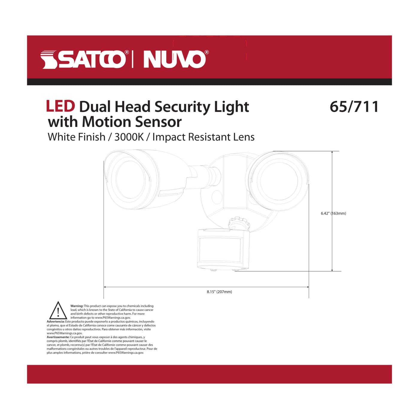 LED 2 BULLET HEAD SECURITY LGT - 65-711