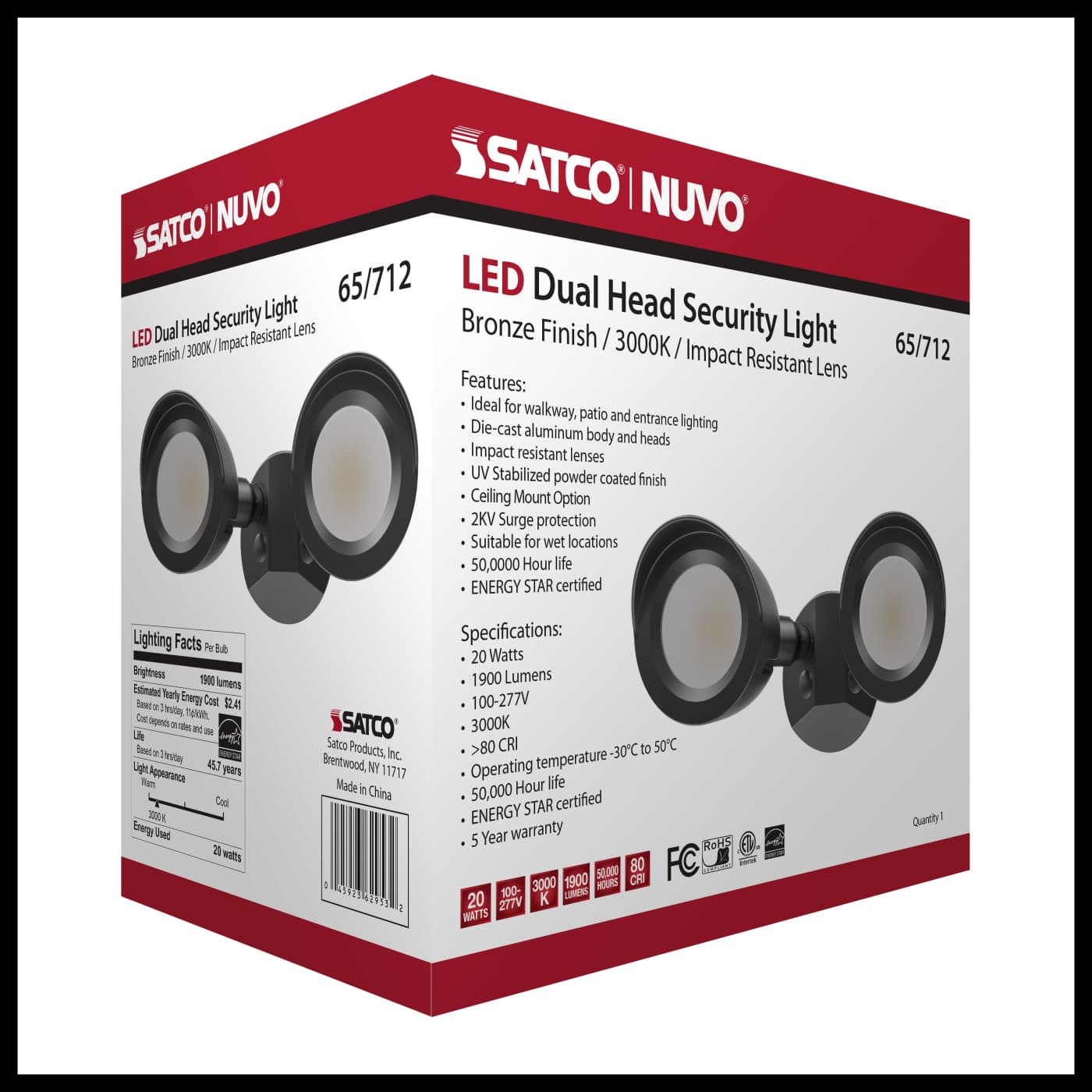 LED 2 BULLET HEAD SECURITY LGT - 65-712