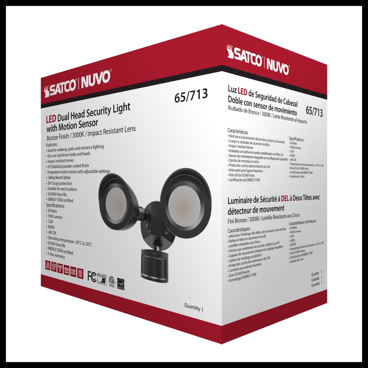 LED 2 BULLET HEAD SECURITY LGT - 65-713