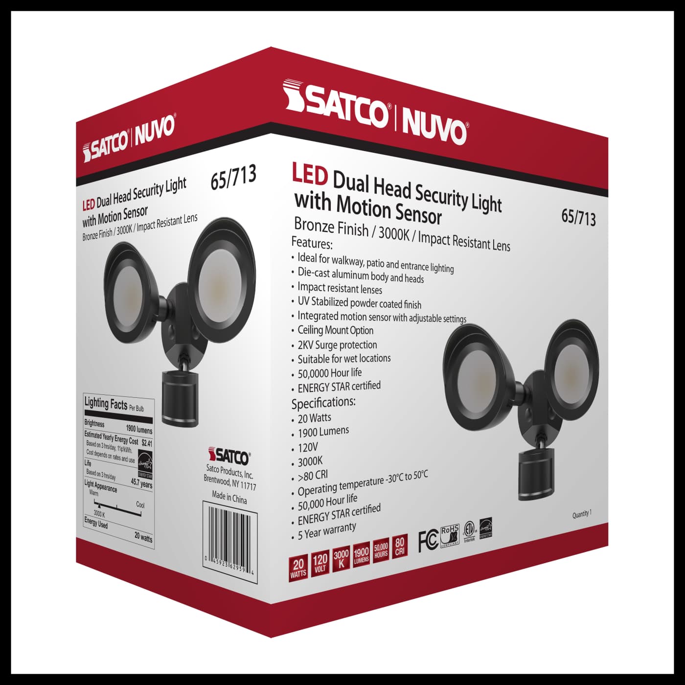 LED 2 BULLET HEAD SECURITY LGT - 65-713