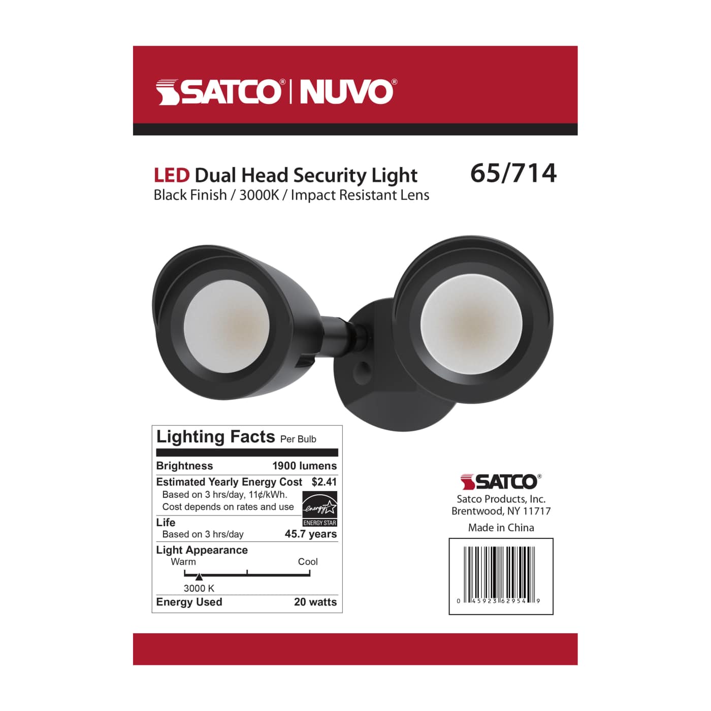 LED 2 BULLET HEAD SECURITY LGT - 65-714