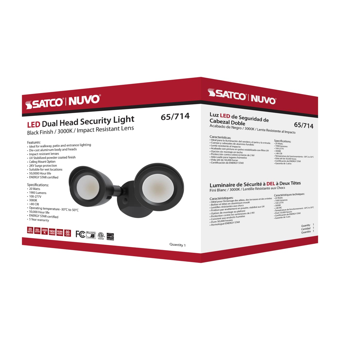 LED 2 BULLET HEAD SECURITY LGT - 65-714